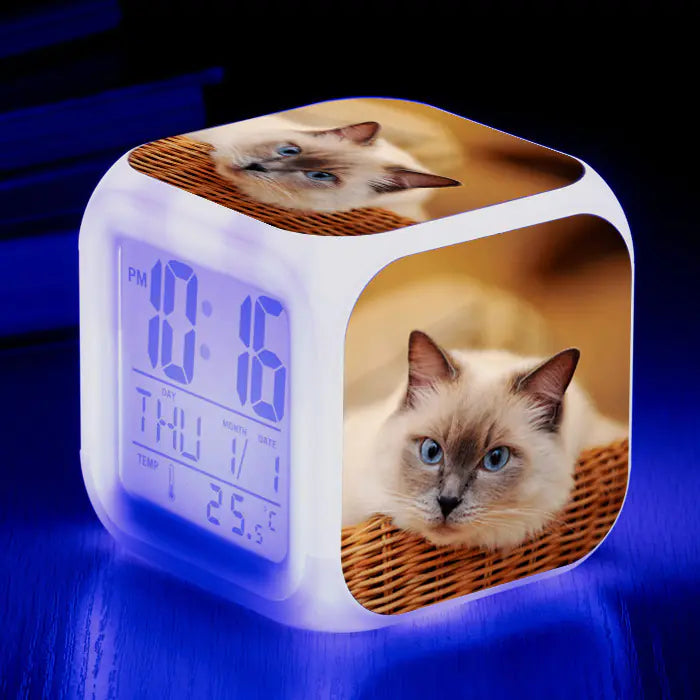 Cat-Themed Colorful Square Alarm Clock – Cute & Fun