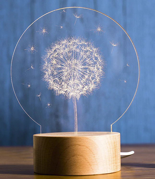 Custom 3D Plexiglass Lamp – Oval Wooden Base