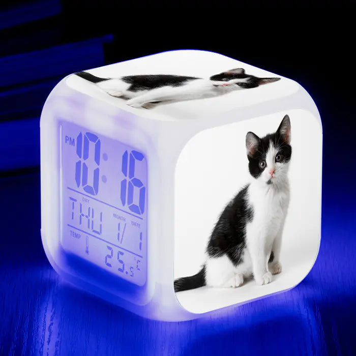 Cat-Themed Colorful Square Alarm Clock – Cute & Fun