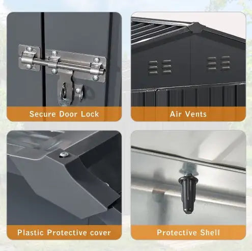 6FT x 8FT Outdoor Metal Storage Shed – Lockable & Waterproof