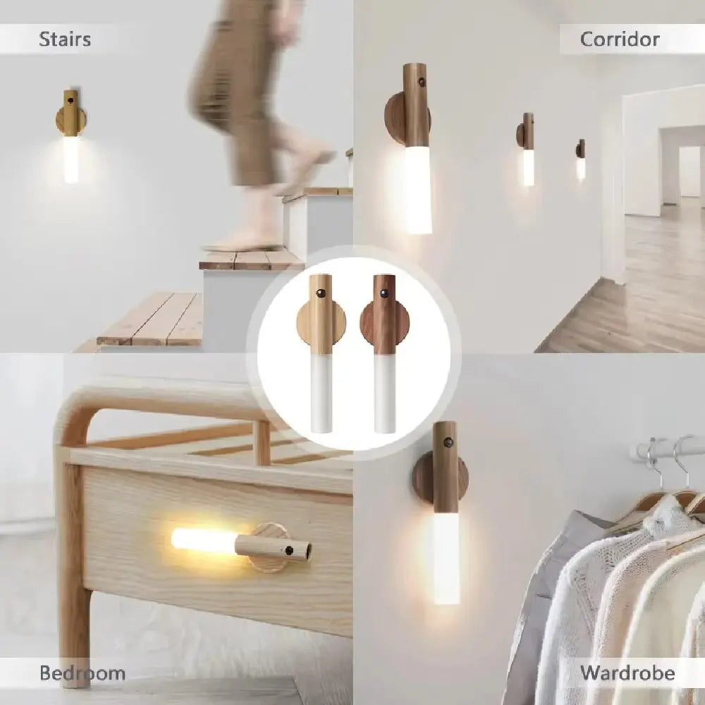 LED Wooden Sensor Night Light – Motion Sconce 3 Colors