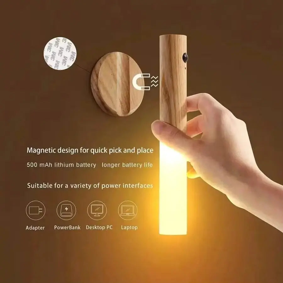 LED Wooden Sensor Night Light – Motion Sconce 3 Colors