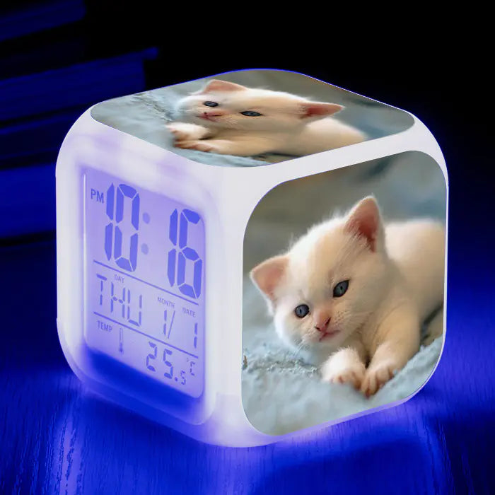 Cat-Themed Colorful Square Alarm Clock – Cute & Fun