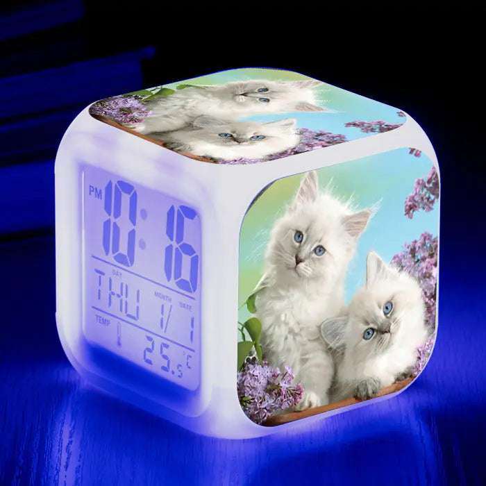 Cat-Themed Colorful Square Alarm Clock – Cute & Fun
