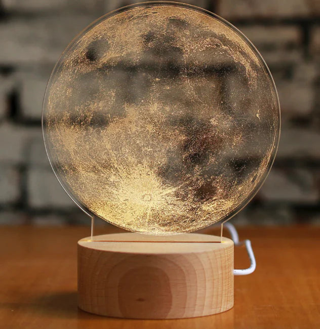 Custom 3D Plexiglass Lamp – Oval Wooden Base