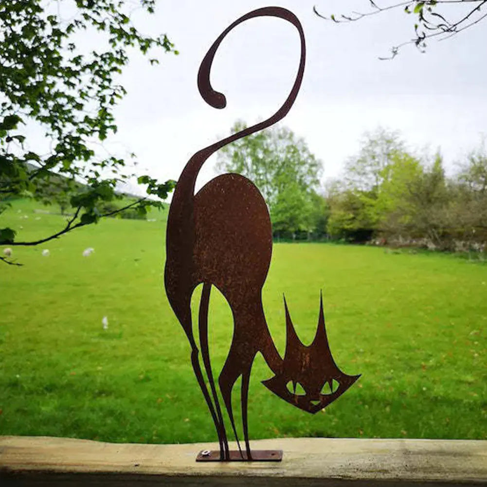 Iron Cat Garden Decor
