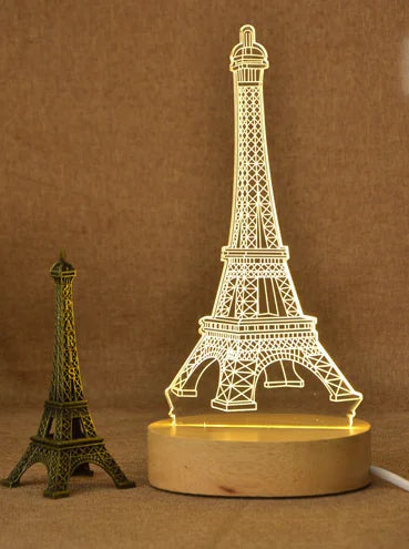 Custom 3D Plexiglass Lamp – Oval Wooden Base