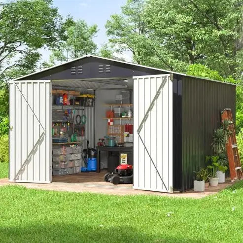 6FT x 8FT Outdoor Metal Storage Shed – Lockable & Waterproof