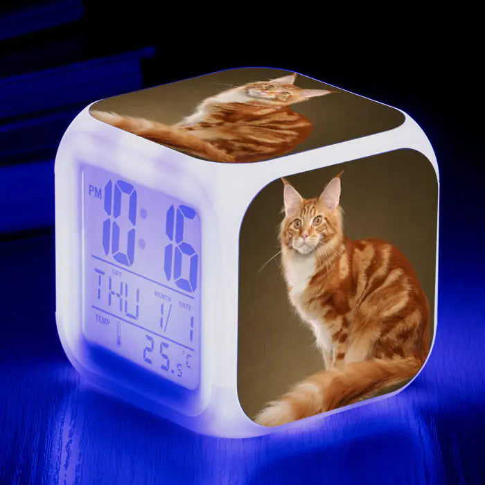 Cat-Themed Colorful Square Alarm Clock – Cute & Fun