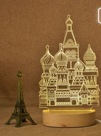 Custom 3D Plexiglass Lamp – Oval Wooden Base