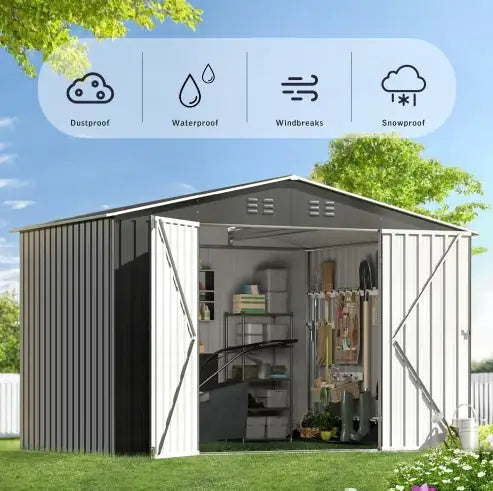 6FT x 8FT Outdoor Metal Storage Shed – Lockable & Waterproof